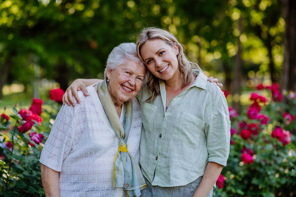 a woman and her daughter at a senior assisted living center in minnesota